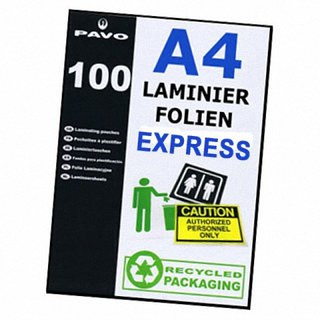 PAVO EXPRESS-Laminierfolien A4, 216 x 303mm, 2x 125 ...