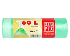 ALUFIX Mllscke mit Zugband 60L, HDPE 64x70 cm 16my, grn transparent, 20 Stk.