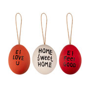 Ostereier Naturecht Statement rot/wei�/rot  6 cm, 6 Stk.