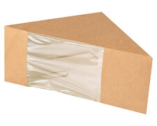Bio-Sandwichboxen Pappe mit Sichtfenster aus PLA 123x123x82mm braun, 50 Stk.