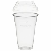 BIO Trinkbecher 400ml + Domdeckel stapelbar C-Loch 50 Stk.