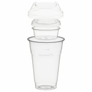 BIO Trinkbecher 400ml + Domdeckel+ 60ml Einsatzbecher stapelbar PLA, 100 Stk.