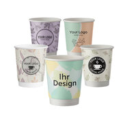 Personalisierbare Doppelwandbecher fr Hei- und Kaltgetrnkebecher wei 200 ml, 500 Stk.