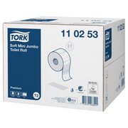 Tork Mini Jumbo Toilettenpapier Zellstoff Mix Premium 2-lagig, 12 Rollen je 170m