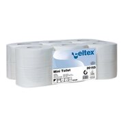 Celtex Mini Jumbo Toilettenpapier 2-lagig Zellstoff 9,2x18cm wei�, 12 Rollen je 160m