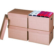 Archivboxen 413x330x266mm mit Stlpdeckel und praktischen Tragegriffen, braun