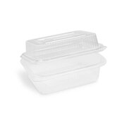 Rechteckbecher klar mit Deckel 750 + 400 ml (rPET), 50 Stk.