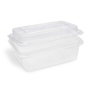 Rechteckbecher klar mit Deckel 1500 + 450 ml (rPET), 50 Stk.