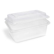 Rechteckbecher klar mit Deckel 2000 + 450 ml (rPET), 50 Stk.