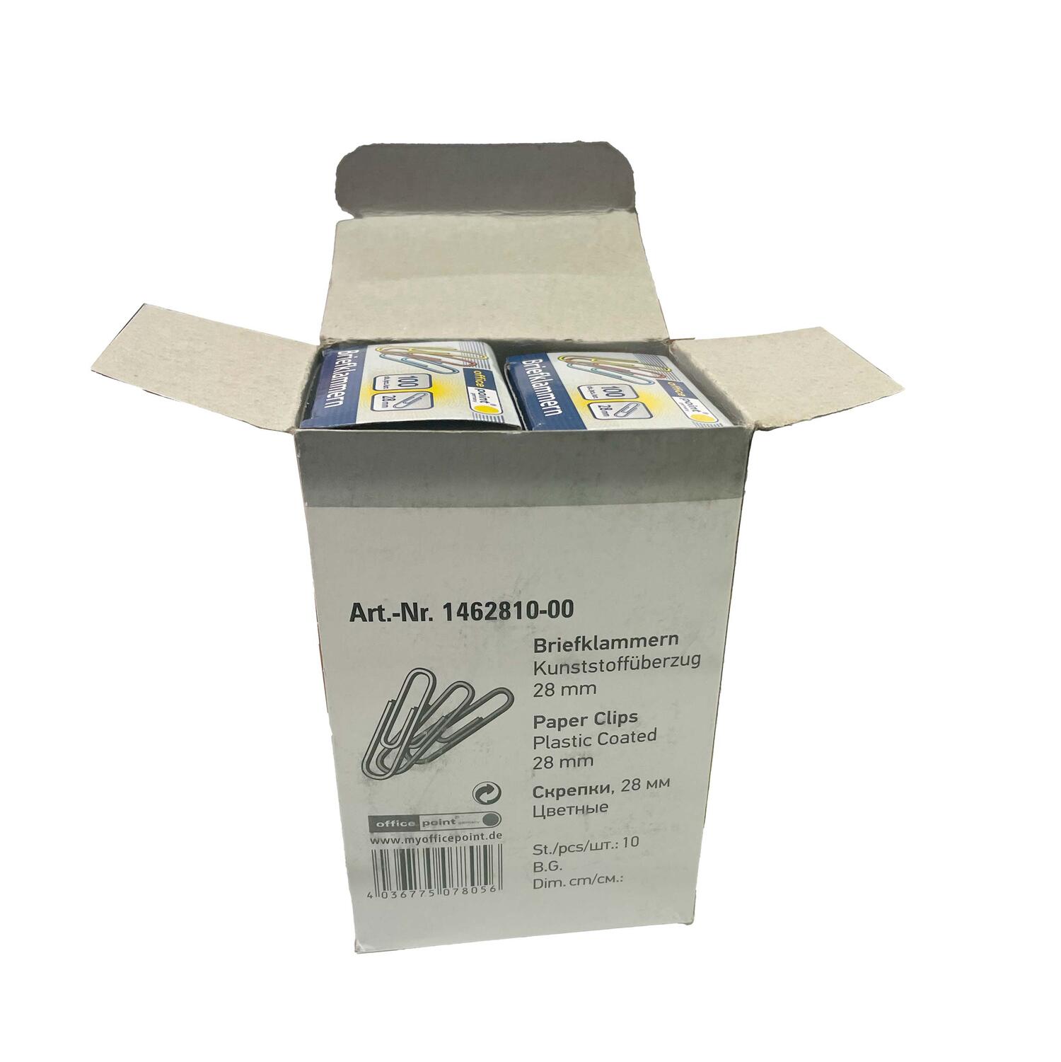 Broklammern Briefklammern farblich sortiert 28mm (10 packs je 100 Stk) = 1000 Stk.