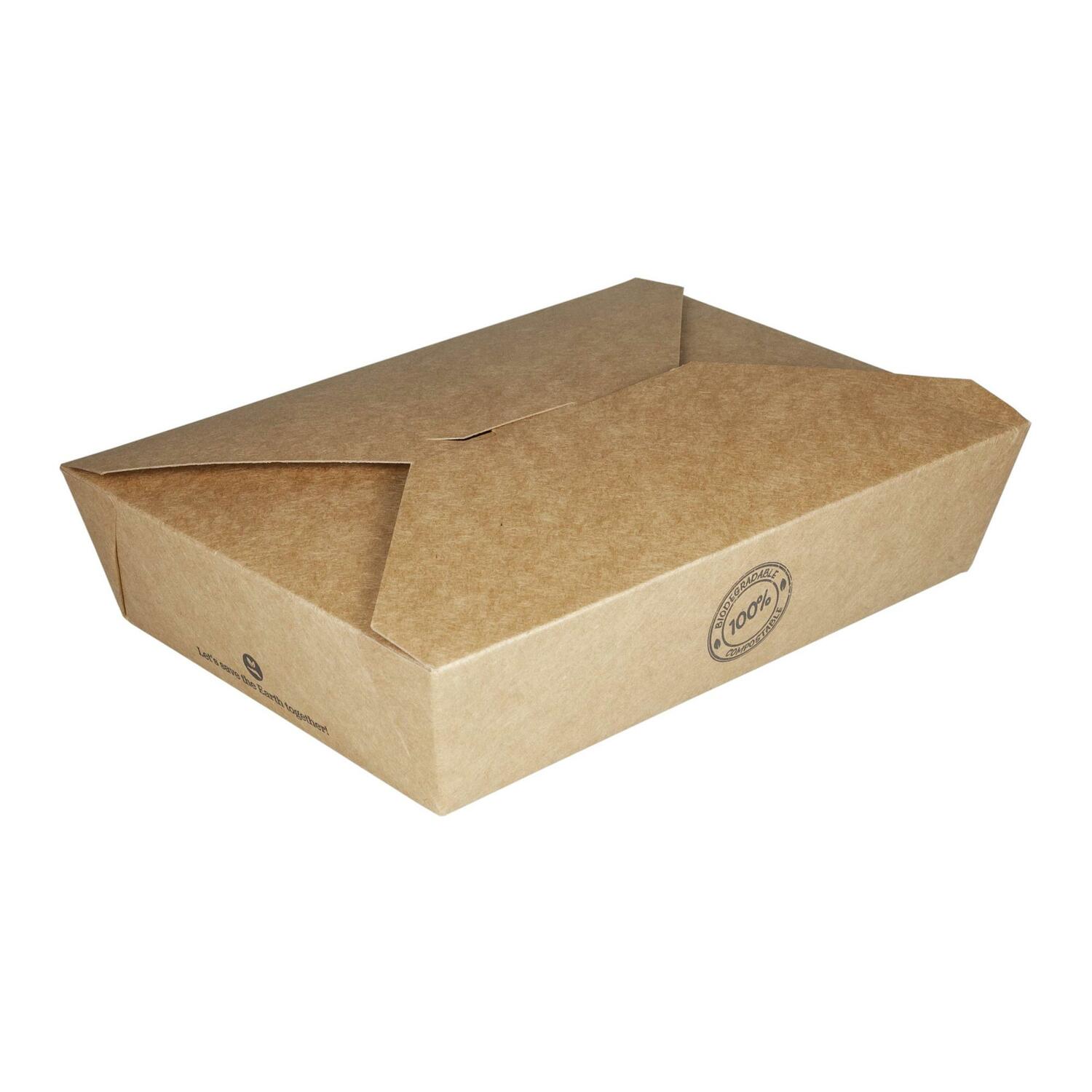 BIO Take-Away Boxen Menboxen ToGo aus Karton, 21.6x16x6.4cm, 25 Stk.