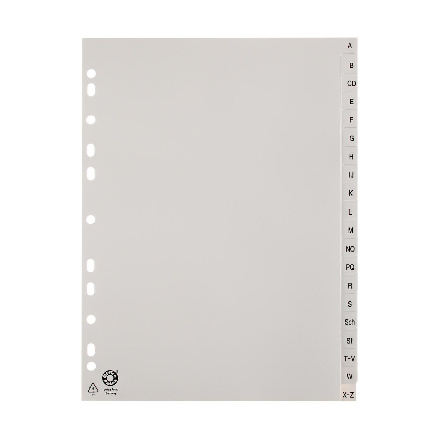 Ordnerregister A4 Blanko, 20 Registerbltter A-Z, grau