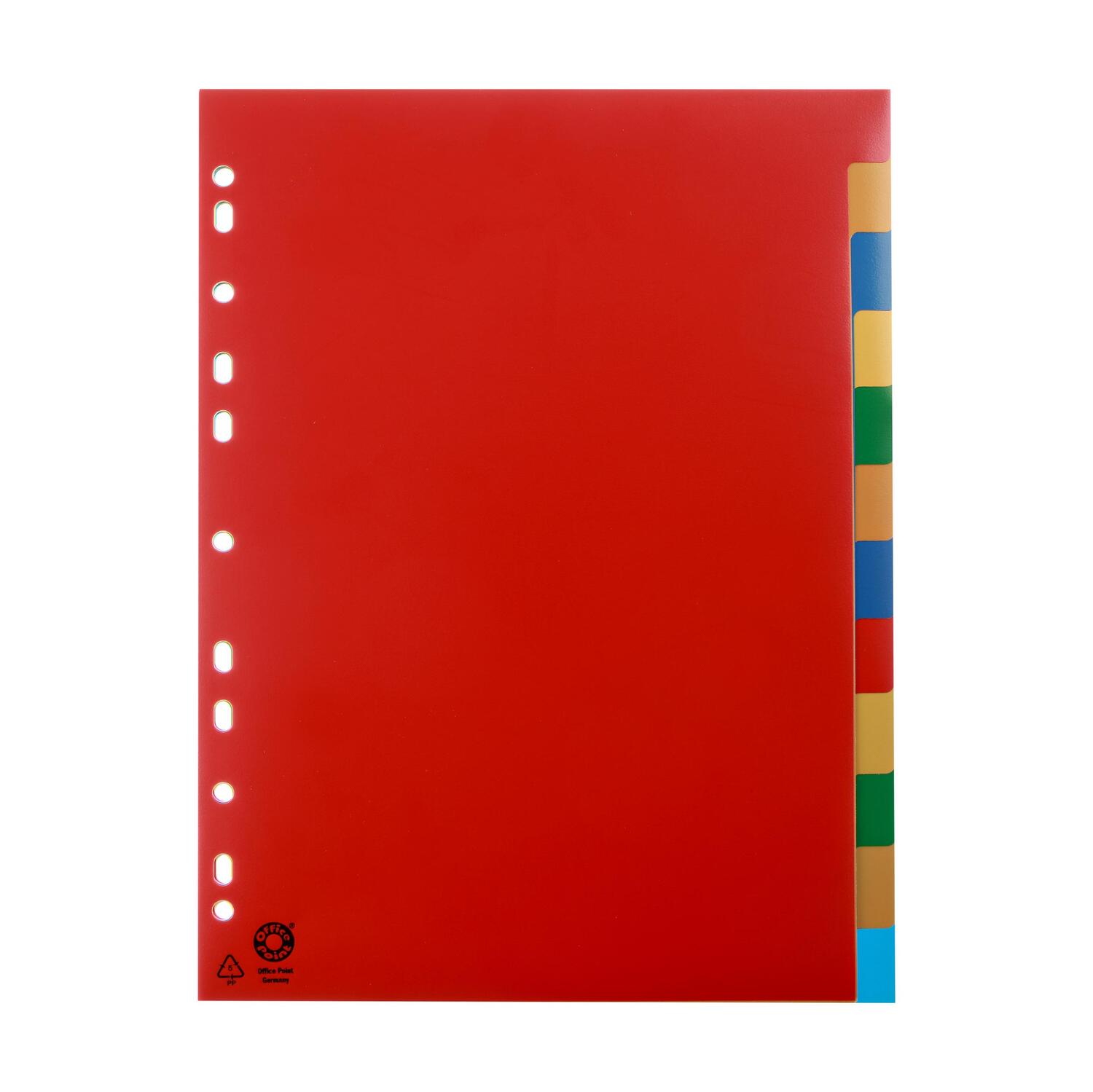 Ordnerregister A4 Blanko, 12 Registerbltter, bunt