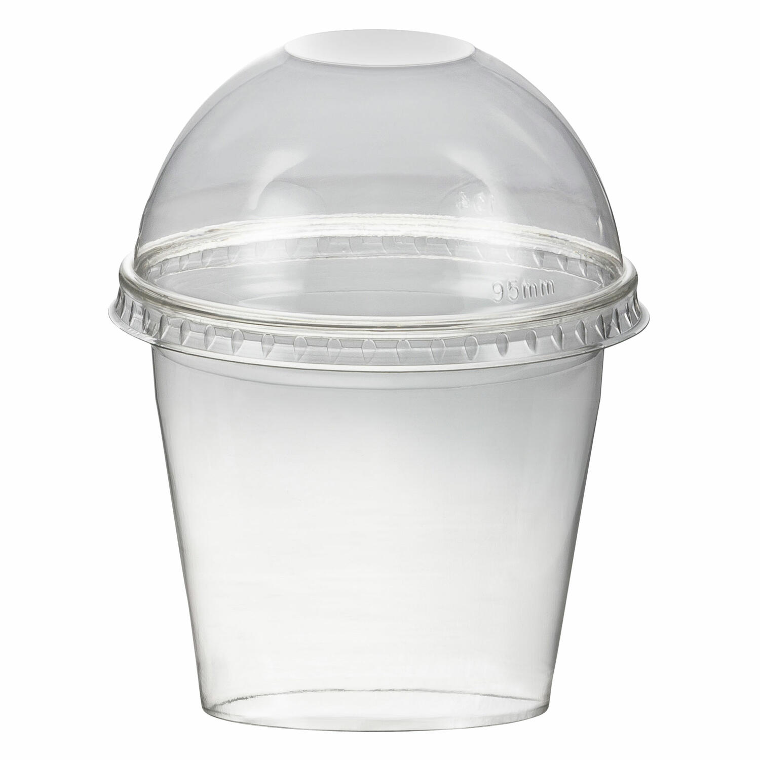 Smoothiebecher Dessertbecher + Domdeckel 250 ml �95mm, PET, glasklar, 50 Stk.