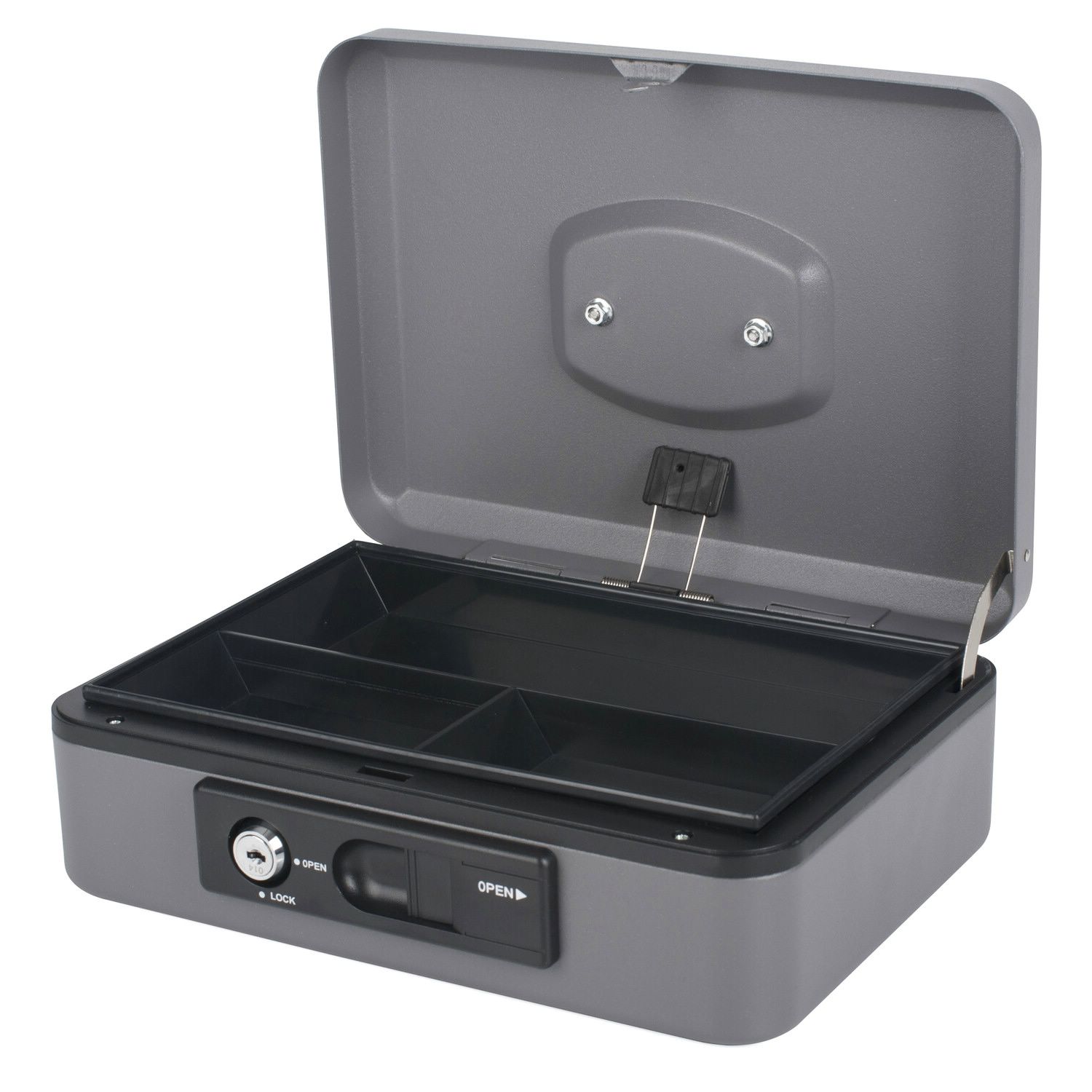 Deluxe Geldkassette mit praktischer �ffnungsfunktion 250mm, silber