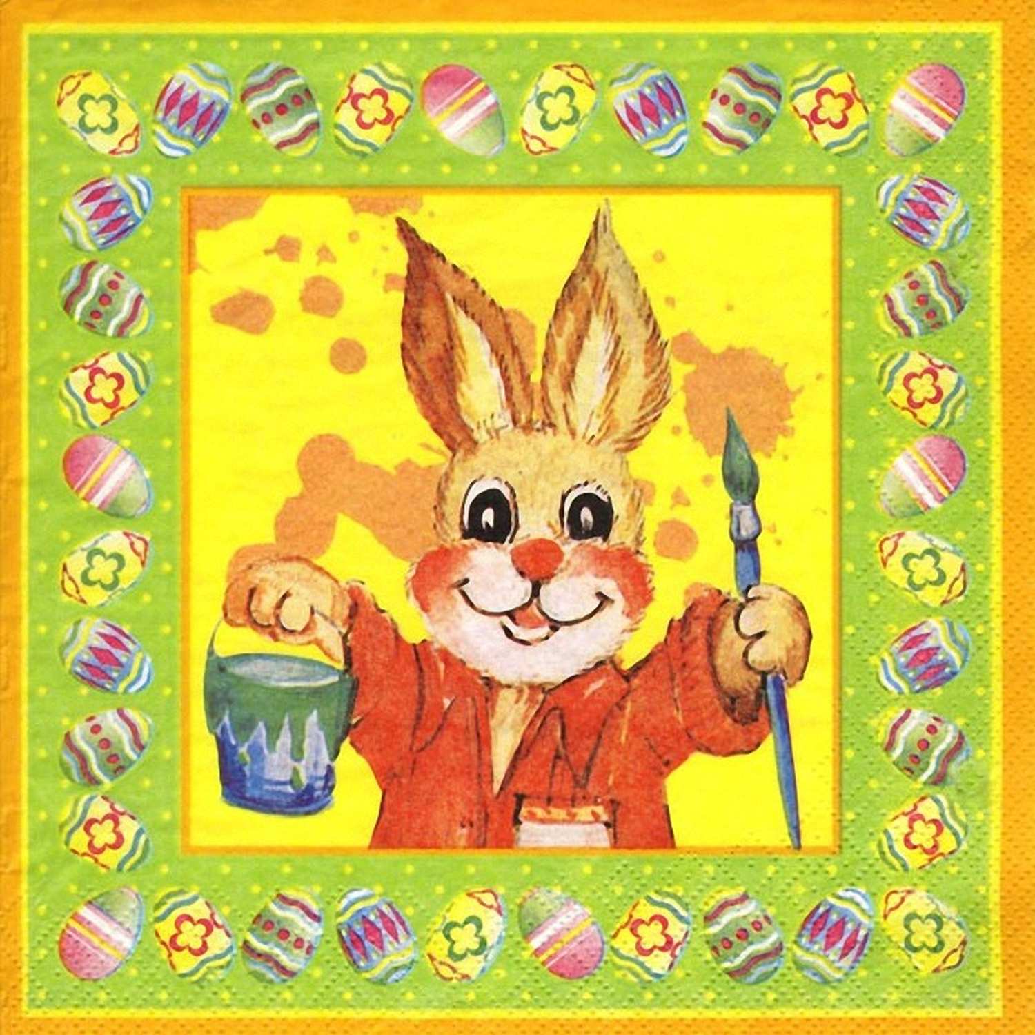 Osterservietten 3-lagig, 33 x 33 cm Motiv malender Osterhase, 20 Stk.