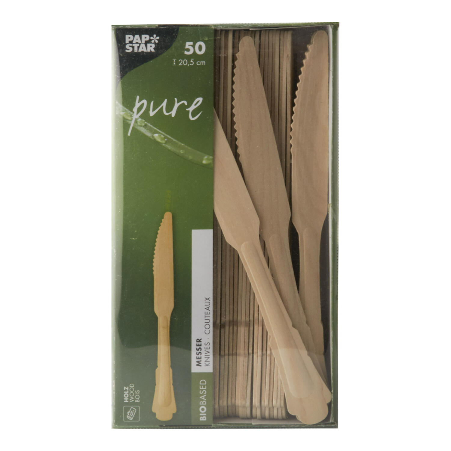 PAPSTAR pure Holzmesser pure 20,5 cm natur in schnem Vintage Design, 50 Stk.