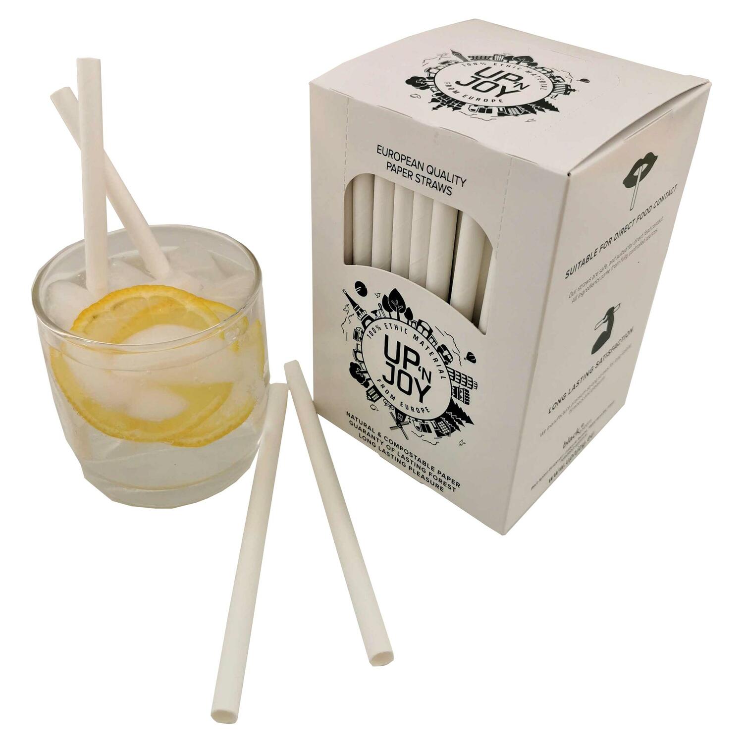 Papiertrinkhalme FSC� Papier Cocktail weiss � 8mm 145 mm, 140 Stk.