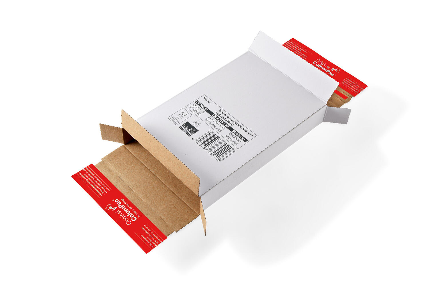 ColomPac Versandkarton Kurierpaket 145 x 225 x 34mm Selbstklebeverschluss & Aufreifaden wei
