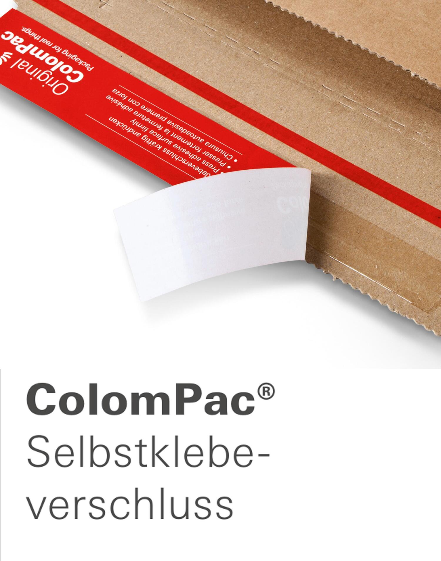 ColomPac Universalverpackung Wickelverpackung starke B-Welle 380 x 265 x -100mm mit Selbstklebeverschluss & Aufreifaden