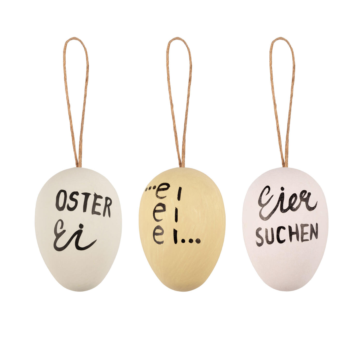 Ostereier Kunststoff  Statement wei�/creme/mint  6 cm, 6 Stk.