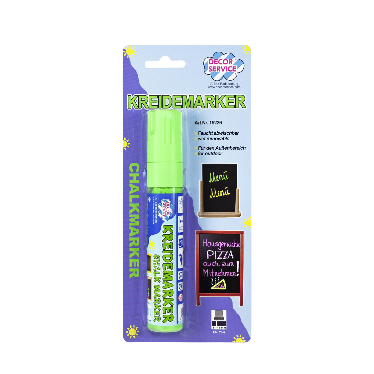 Kreidemarker gr�n, Schreibbreite 3-15mm, 1 Stk.