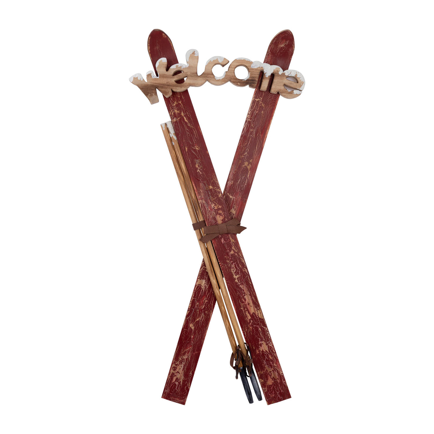 Ski Welcome, Deko zum Hngen aus Holz 100cm, 1 Paar