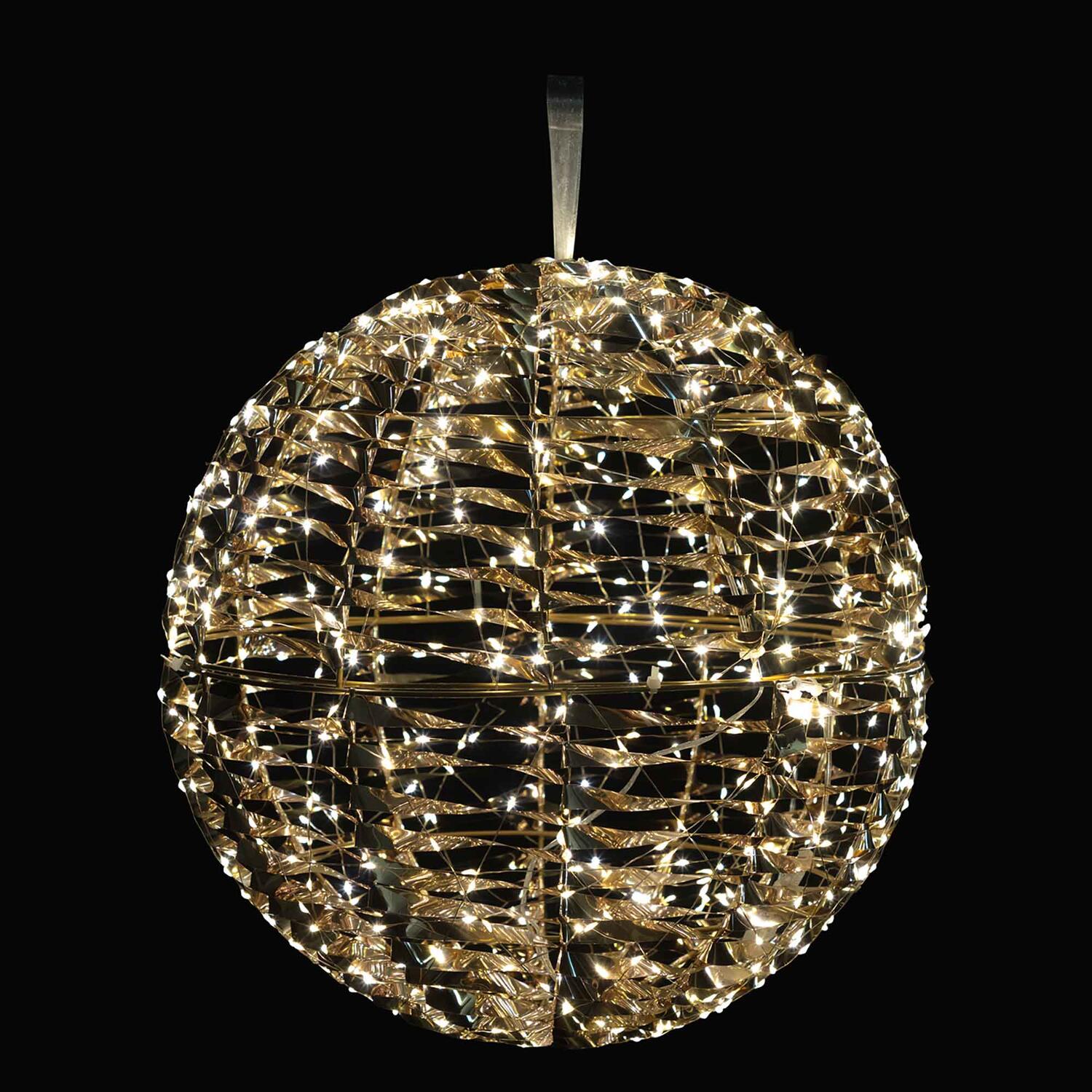 Kugel aus Metall/PET gold, mit LED, warmwei, 40cm