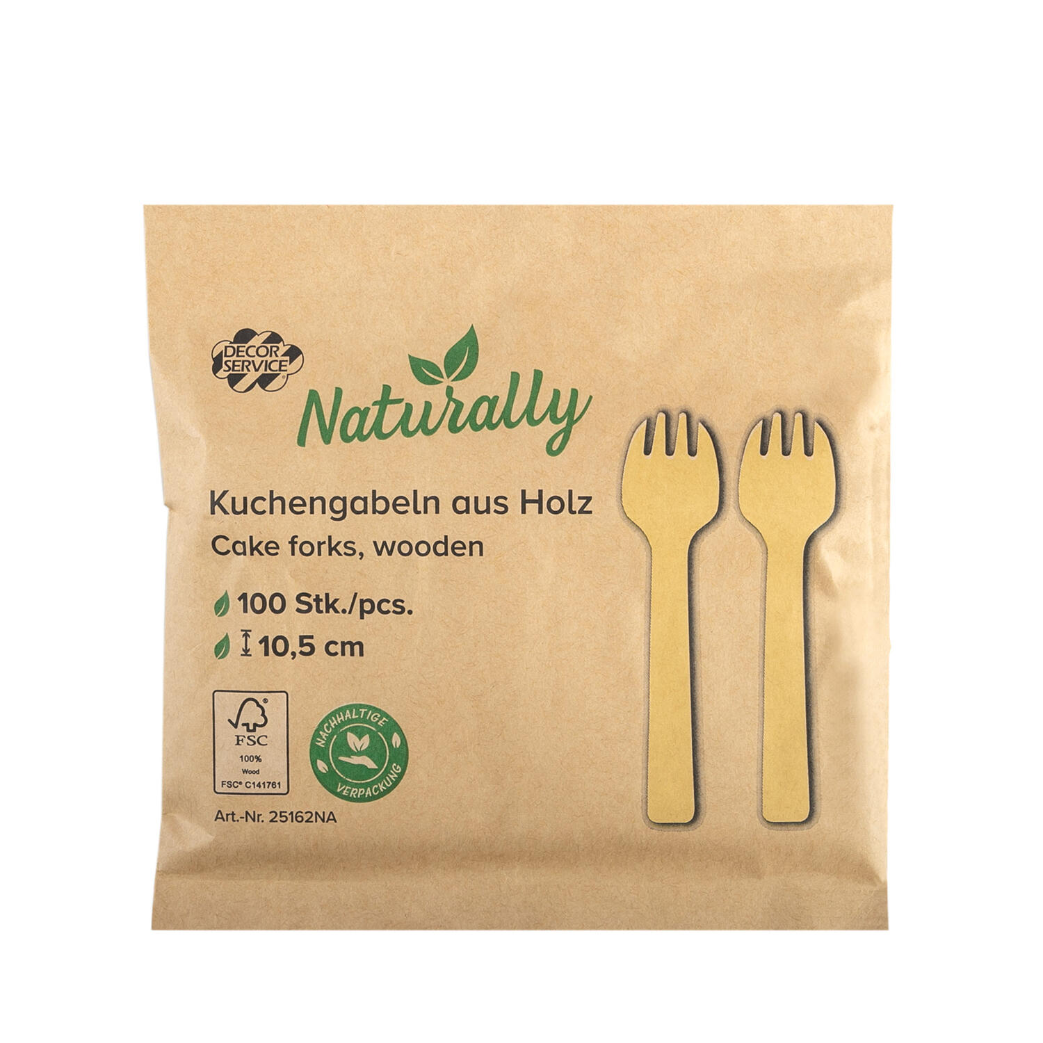 Kuchengabeln Einweg aus Holz, 10.5cm, 100 Stk.