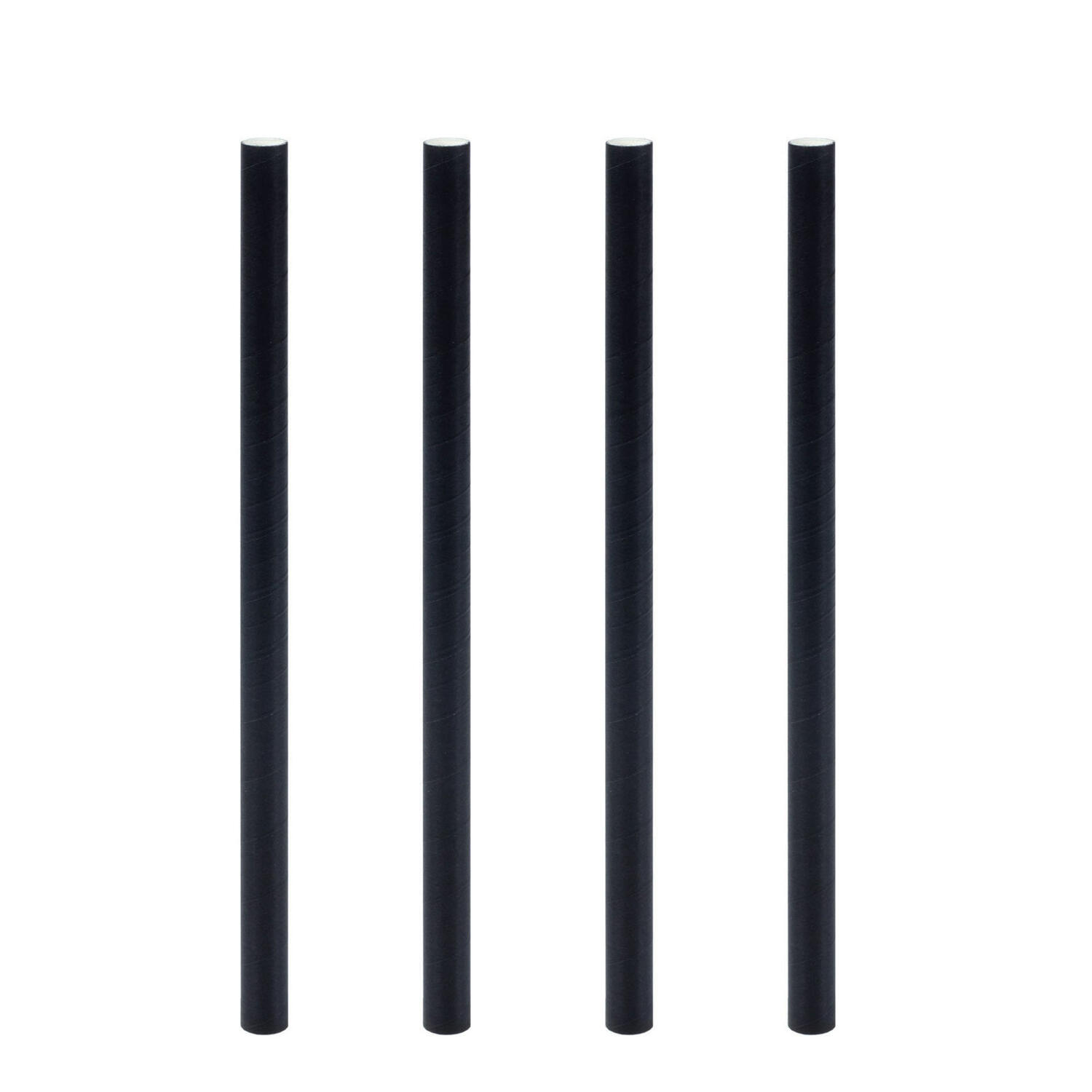 Trinkhalme aus Papier dick, schwarz 8mm 15cm, 150 Stk.