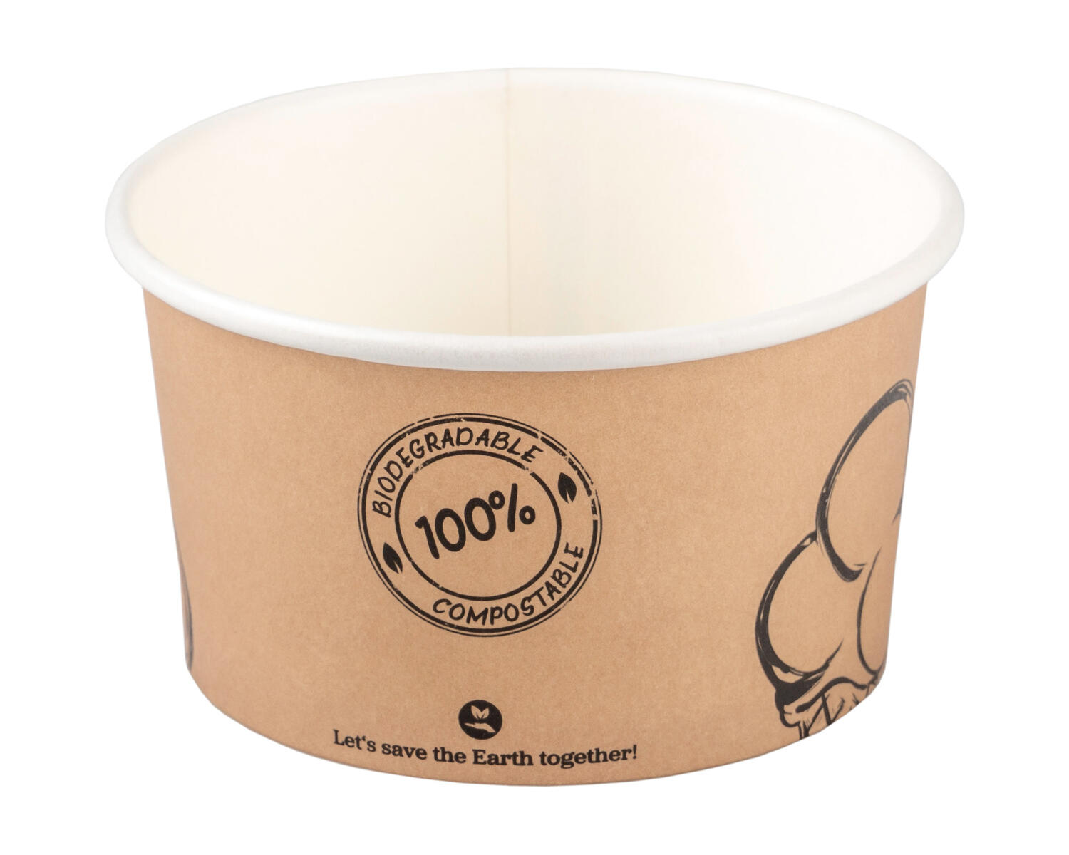 BIO Eisbecher aus Karton mit passendem Deckel 150ml �8.5cm, 50 Stk.