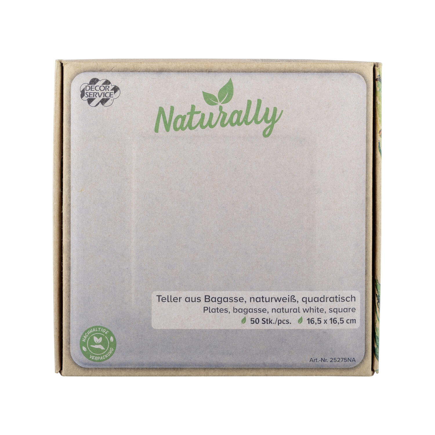Teller�aus�Bagasse,�naturwei�,�quadratisch�16.5cm,�50Stk.