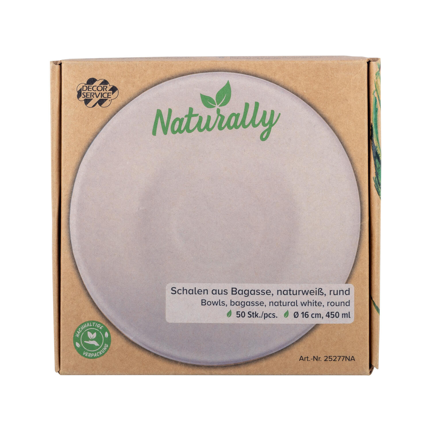 Schalen�aus�Bagasse,�450ml,�naturwei�,�rund��16cm,�50Stk.