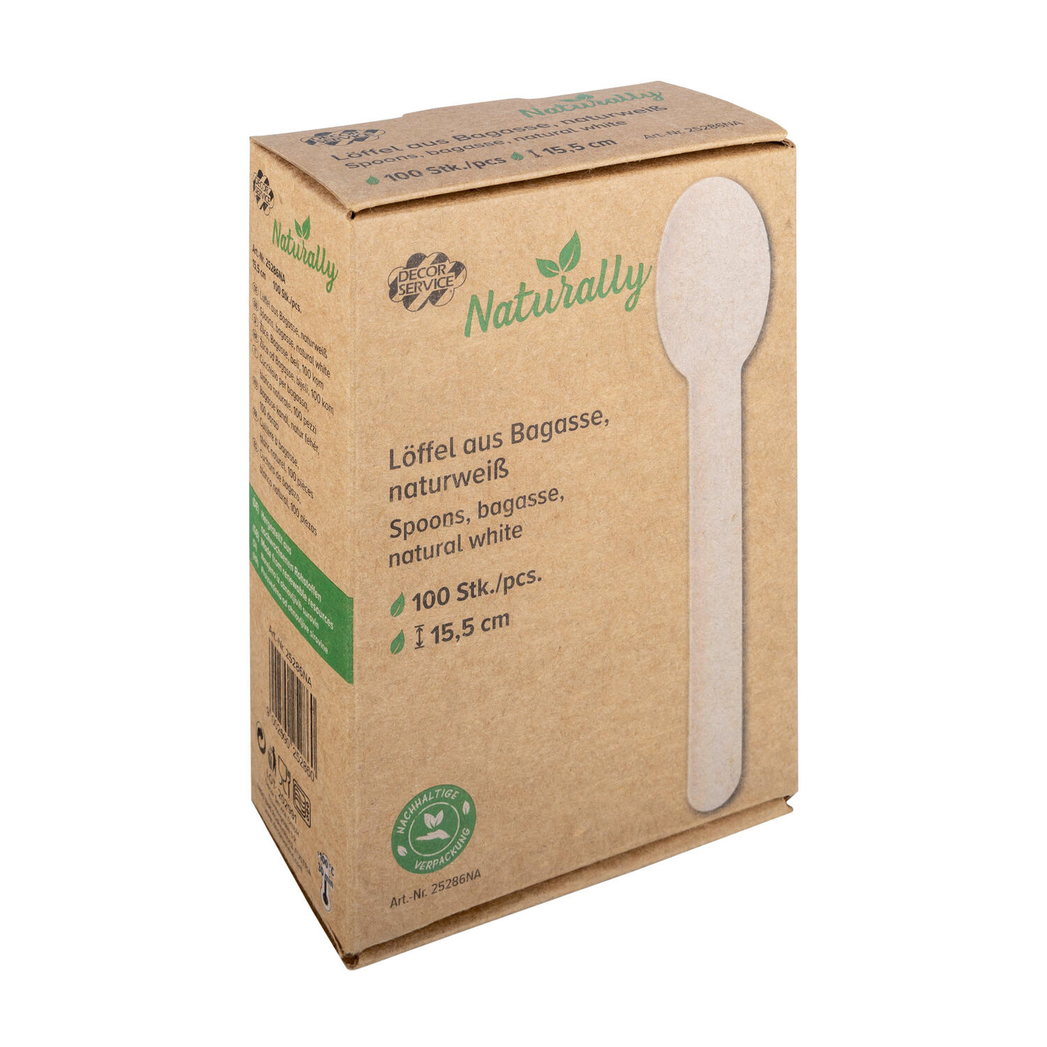 L�ffel�aus�Bagasse,�naturwei�,�15.5cm,�100Stk.