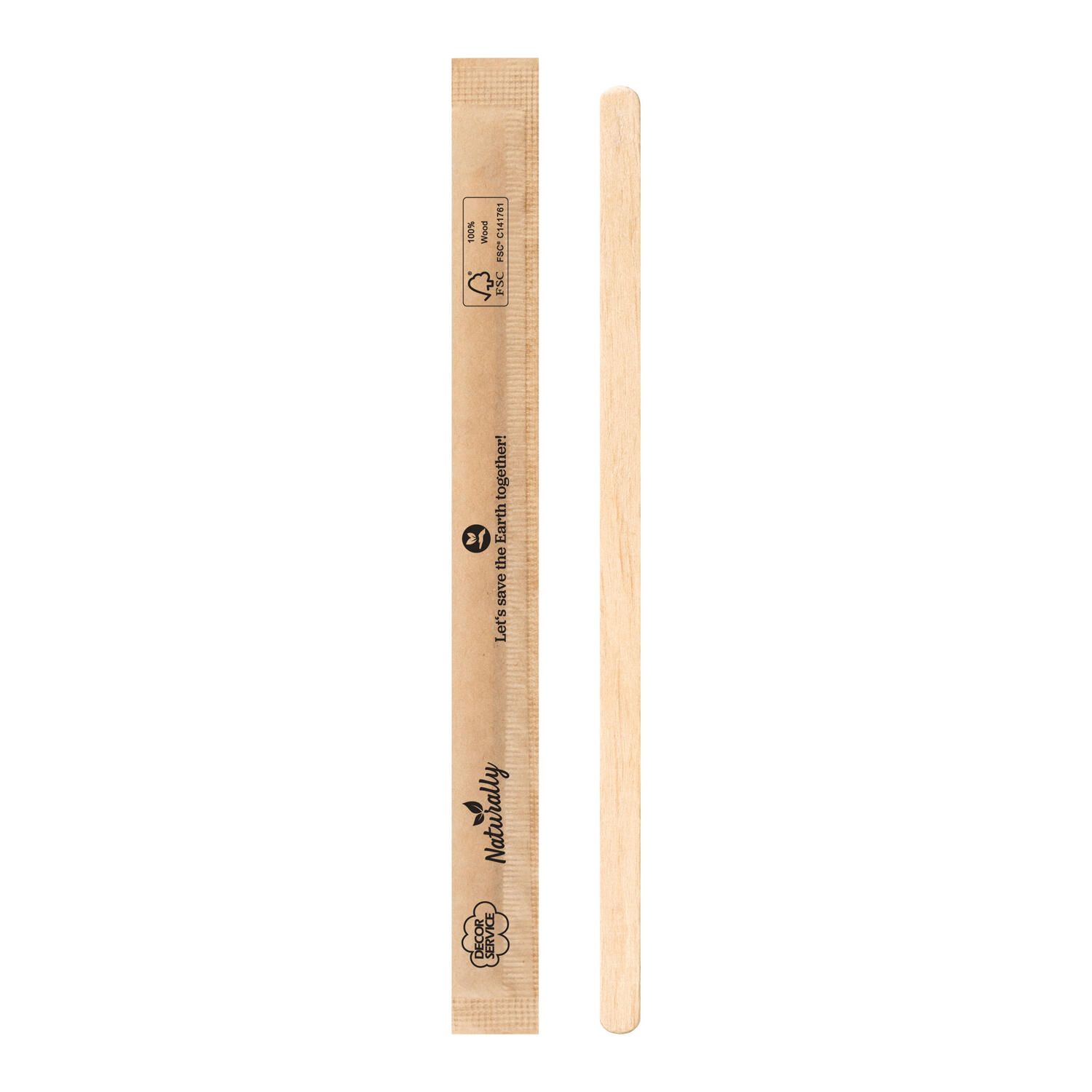 R�hrst�bchen aus Holz, in Papier geh�llt, 14cm, 500 Stk.