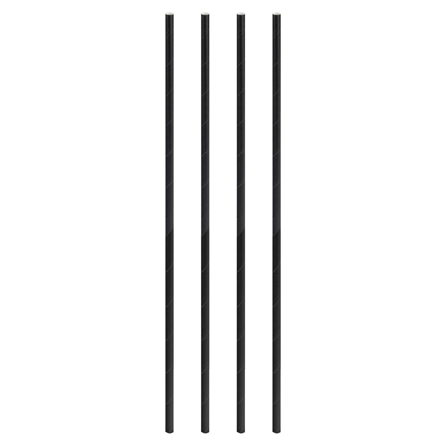 Trinkhalme aus Papier extra lang, schwarz 8mm 39cm, 50 Stk.