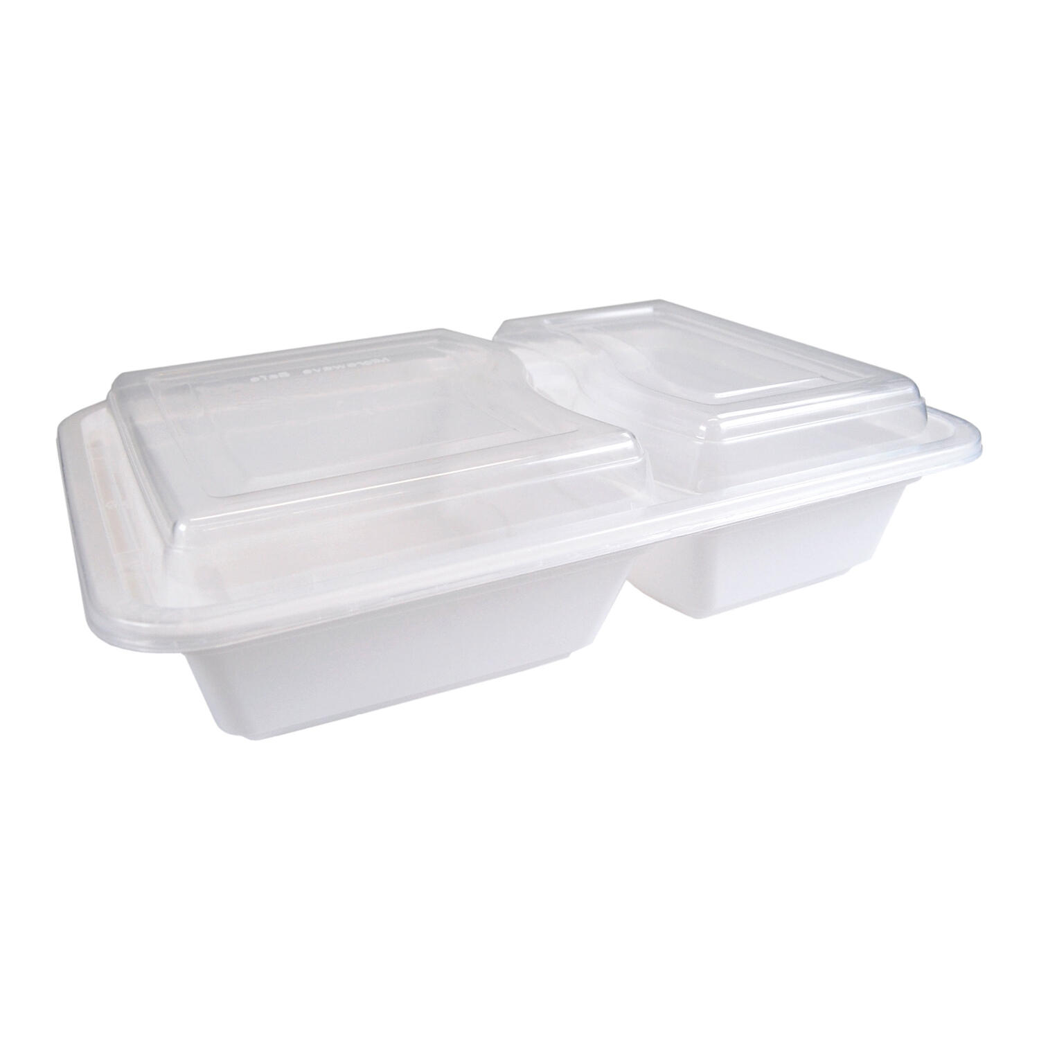 Mehrweg Men�boxen wiederverwendbar PP mit Deckel 2-geteilt wei� 22x15x6cm, 50 Stk.