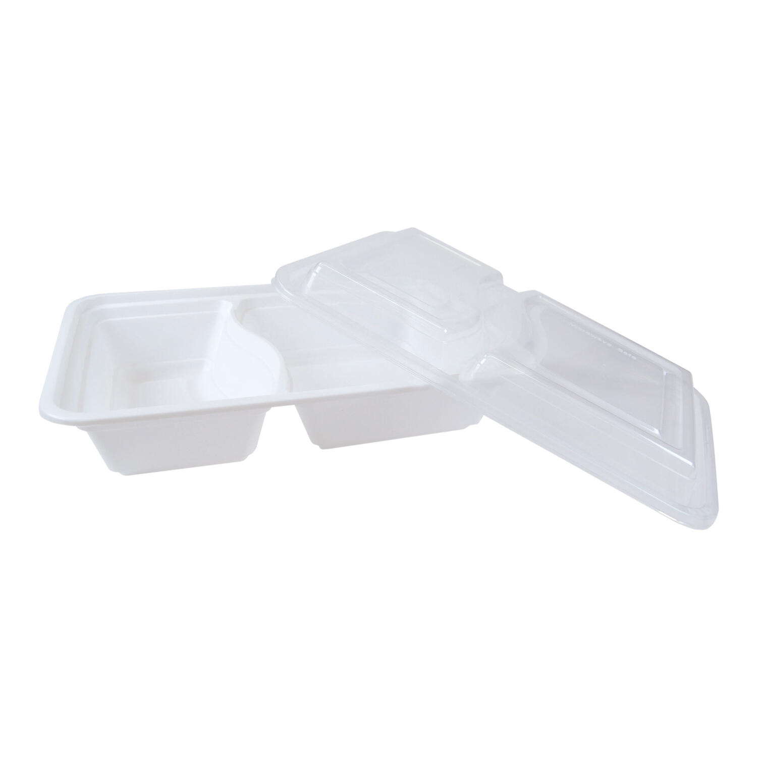 Mehrweg Men�boxen wiederverwendbar PP mit Deckel 2-geteilt wei� 22x15x6cm, 50 Stk.