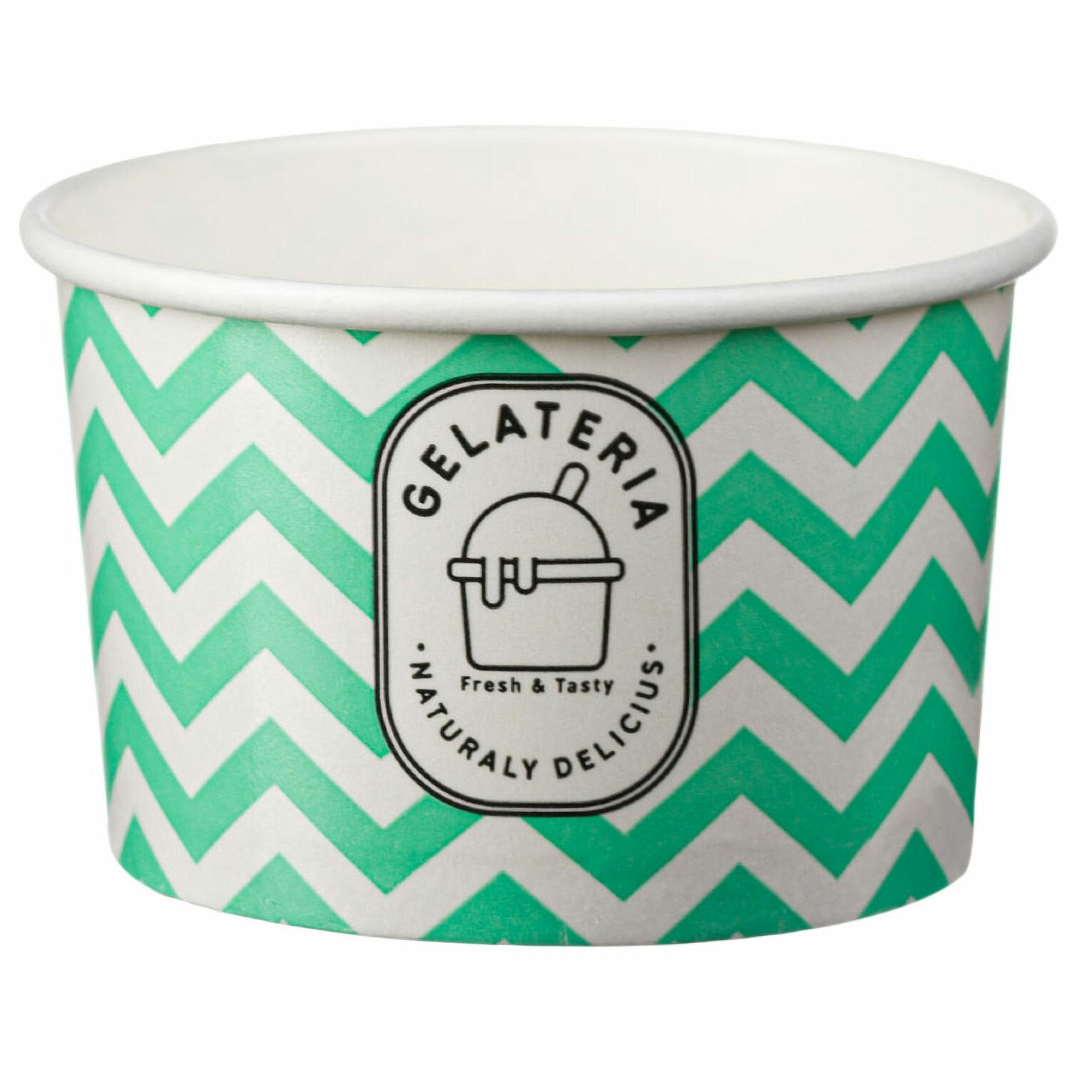 Eisbecher aus Papier Zick Zack Motiv grn 235 ml 8oz, 50 Stk.