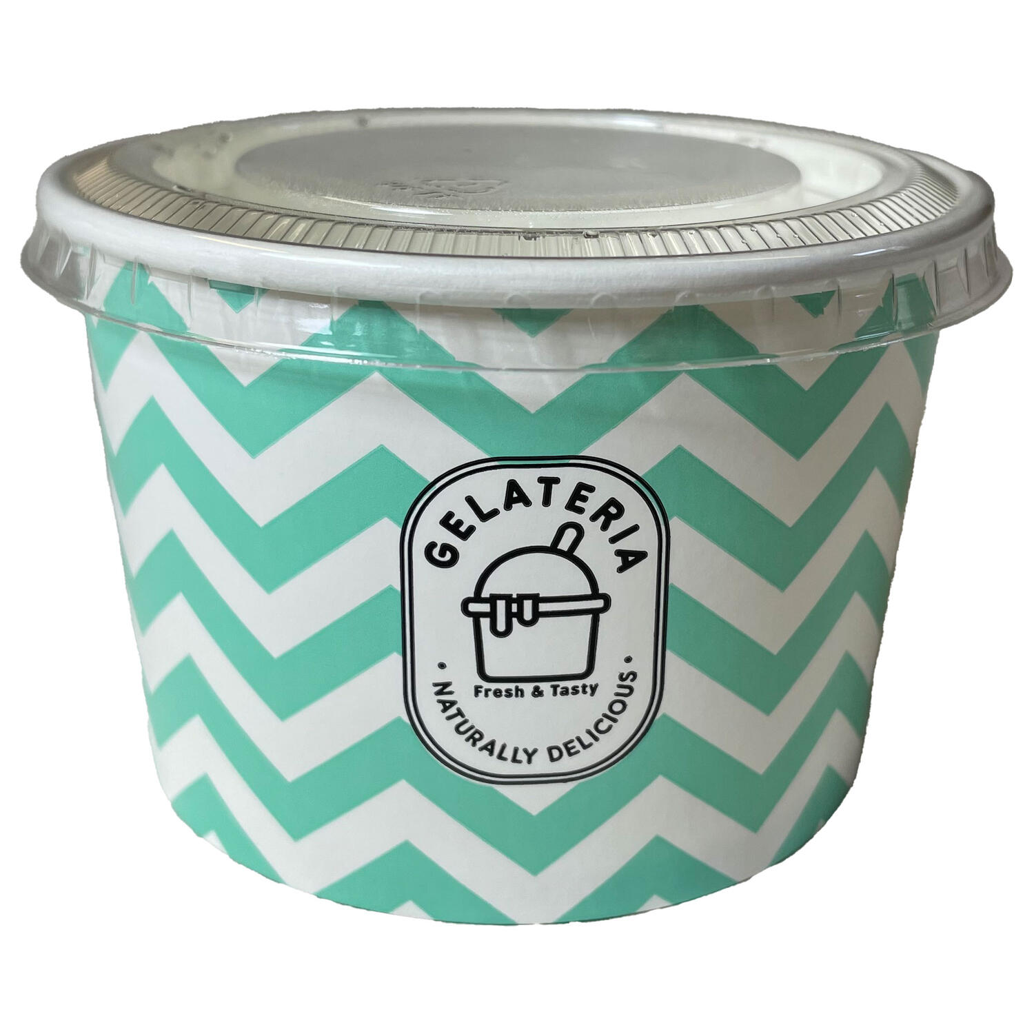 Eisbecher aus Papier Zick Zack Motiv grn 235 ml 8oz mit Deckel, 100 Stk.