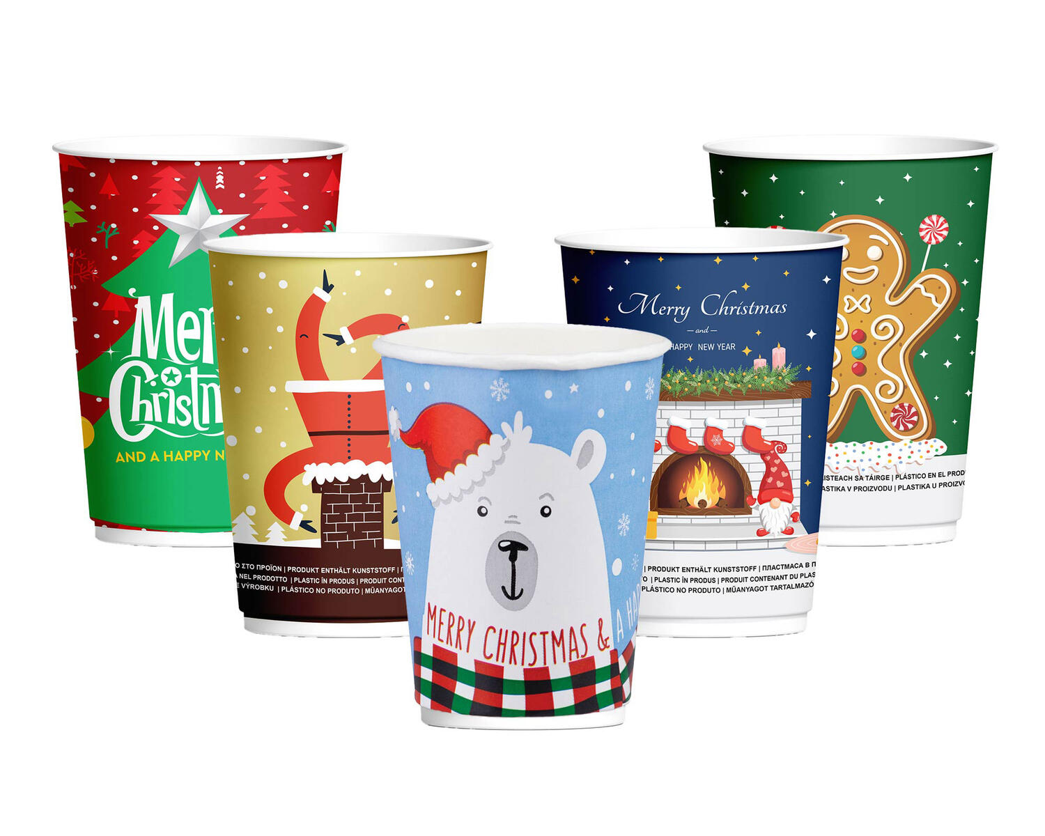 Pappbecher Heigetrnkebecher doppelwandig WEIHNACHTSMIX 400ml (max 500ml), 25 Stk.