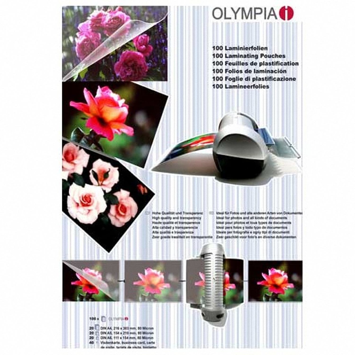 OLYMPIA Laminierfolien Set A4, A5, A6 und Visitenkartengr�sse, 100 Stk.