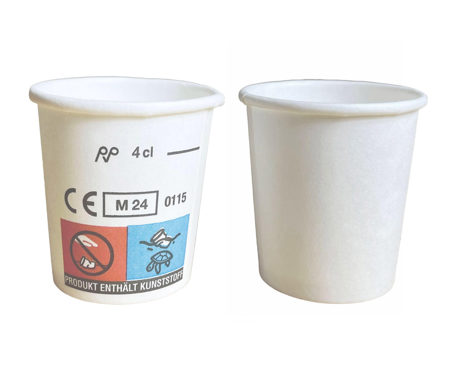 Schnapsbecher Shotbecher Stamperl Pappbecher wei� mit Eichstrich 4cl 40ml, 40 Stk.