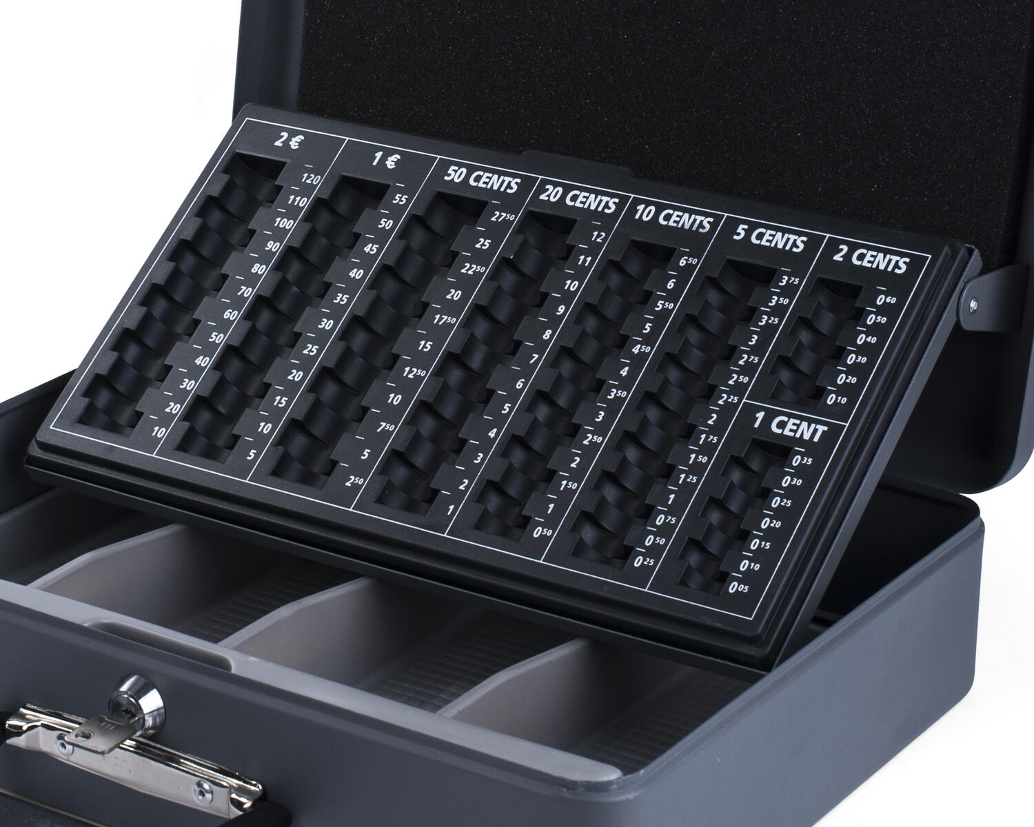 Premium Geldkassette XL aus robustem Stahl  inkl. Euro M�nzbrett 2 Tragegriffe