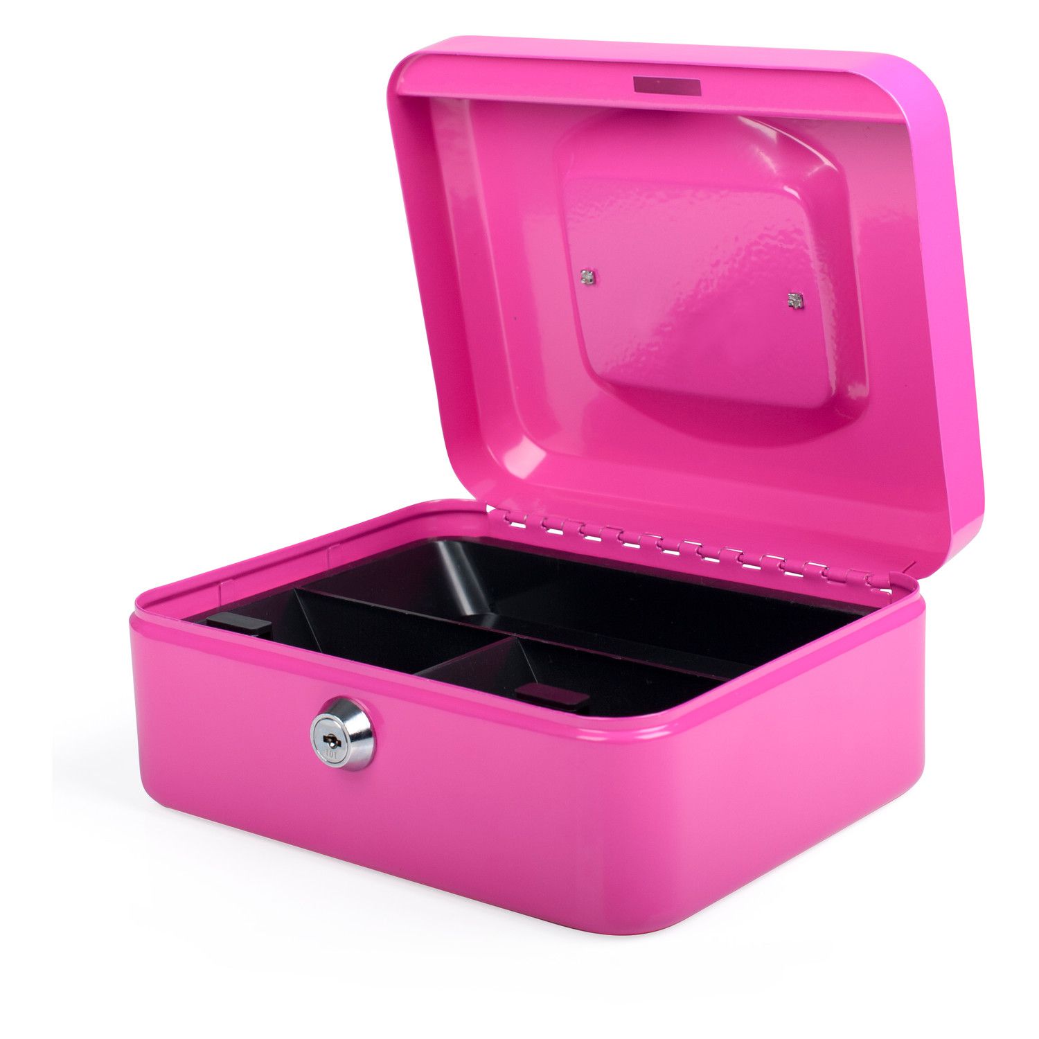 Geldkassette aus robustem Stahl mit herausnehmbaren M�nzf�chern 200 mm, rosa