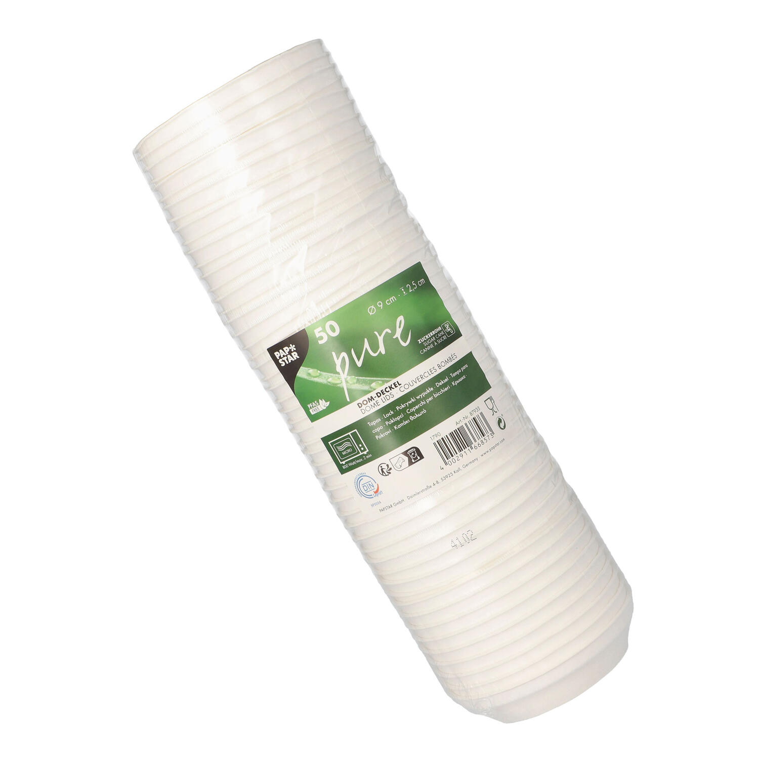 Domdeckel f�r Hei�getr�nke aus Zuckerrohr pure � 90mm, 50 Stk.