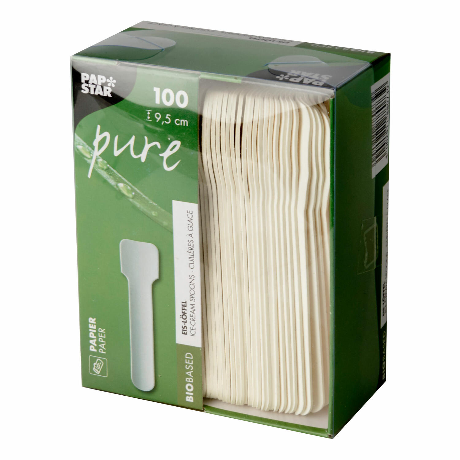 PAPSTAR pure Eisl�ffel Eisspatel Papier Karton FSC� 9,5 cm weiss, 100 Stk.