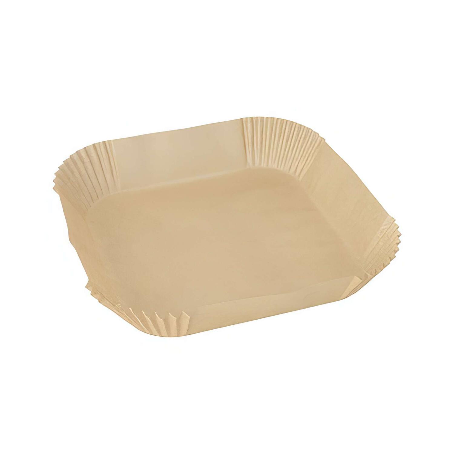 Backpapierzuschnitte f�r Hei�luftfritteusen Mikrowelle Backofen 20 x 20 x 4,5cm braun, 100 Stk.