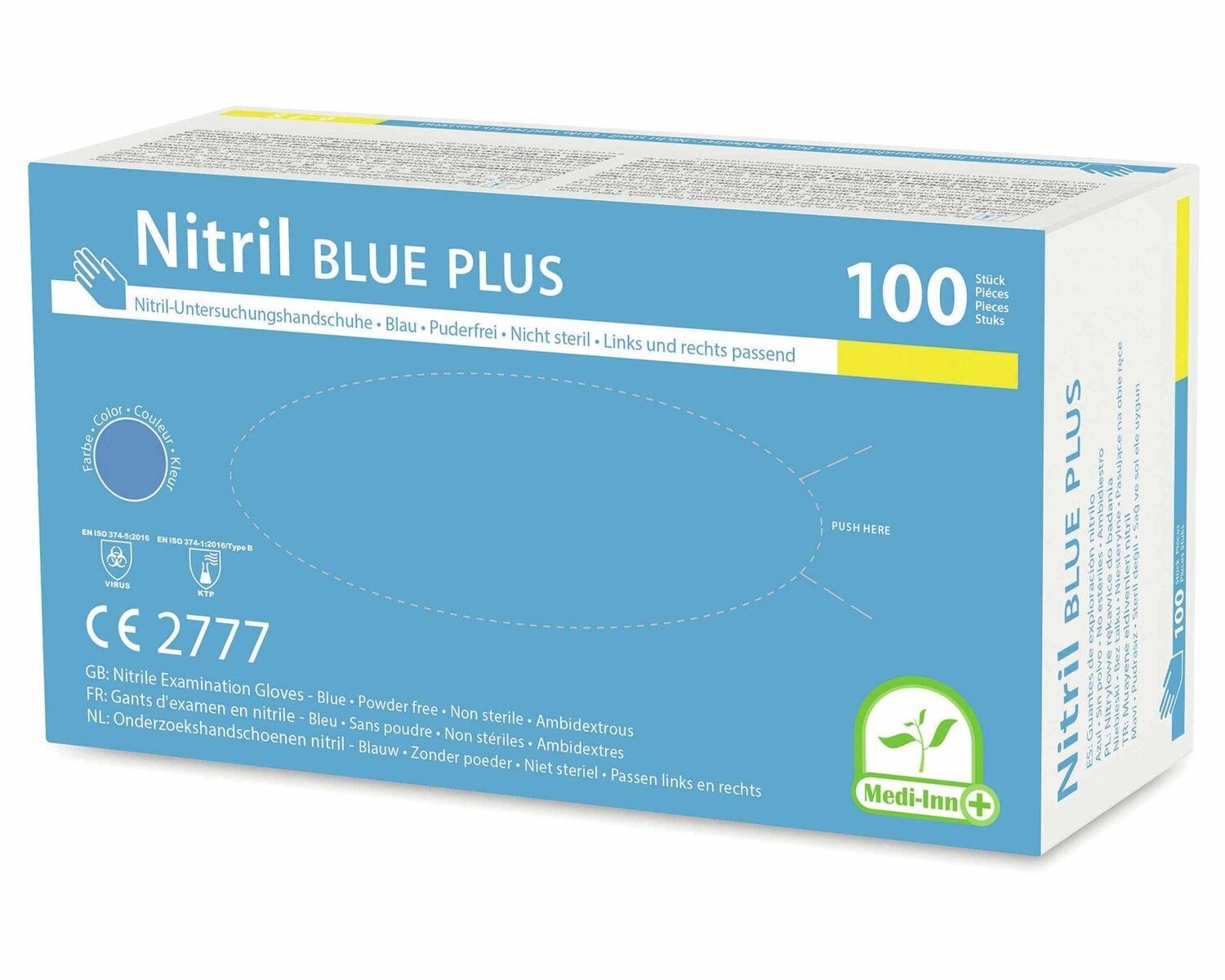 Einweghandschuhe Nitril puderfrei blau PLUS extrem stabil Gre M, 100 Stk.