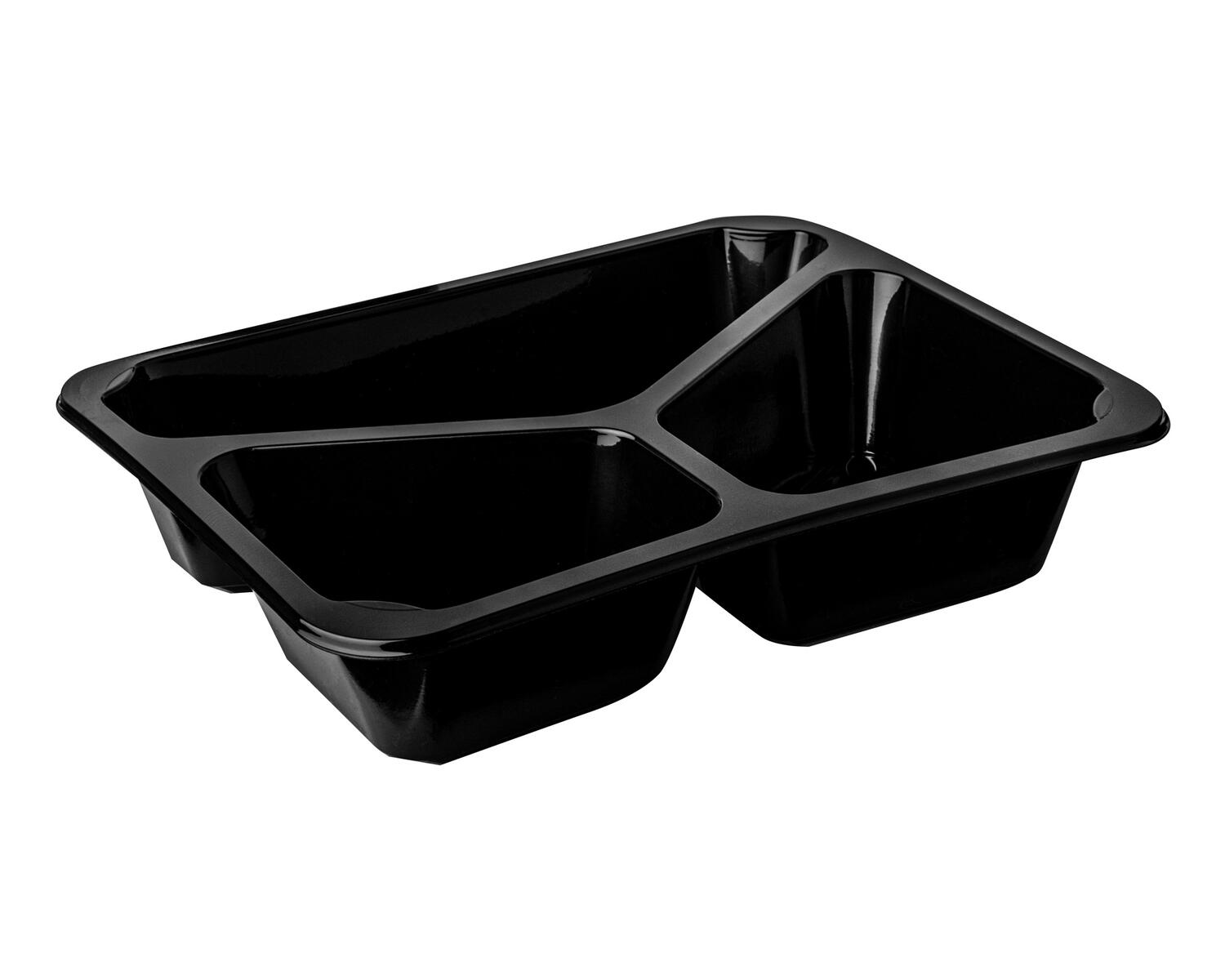 Mehrweg Men�schalen 3-geteilt 22,7 x 17,8cm Mikrowellengeeignet schwarz, 20 Stk.